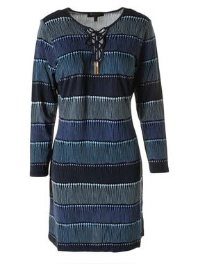 Juicy Couture Navy & Teal Striped Lace-Up Knit Tunic
